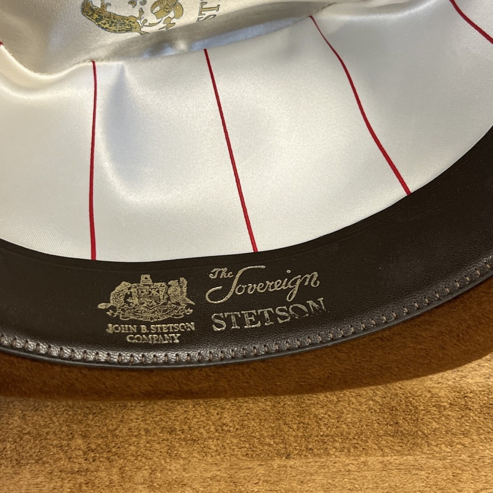 Vintage Stetson The Sovereign Brown Fedora Hat Size 6 7/8 W/ Box - Picture 12 of 16
